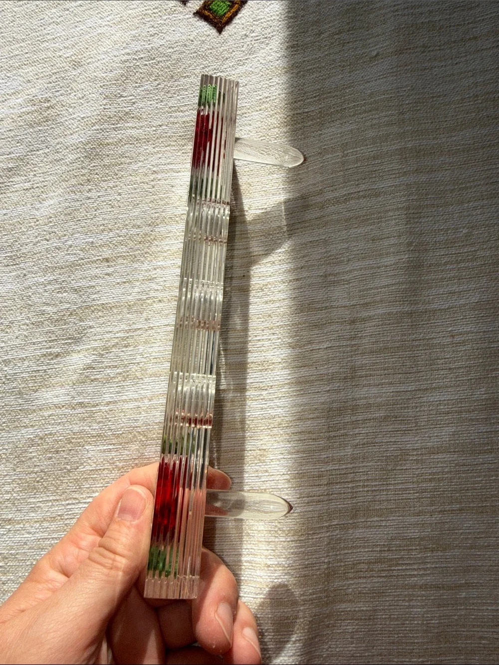 Vintage 70’s Clear plastic Flower ring holder Holder Tray with Red Rose Accents